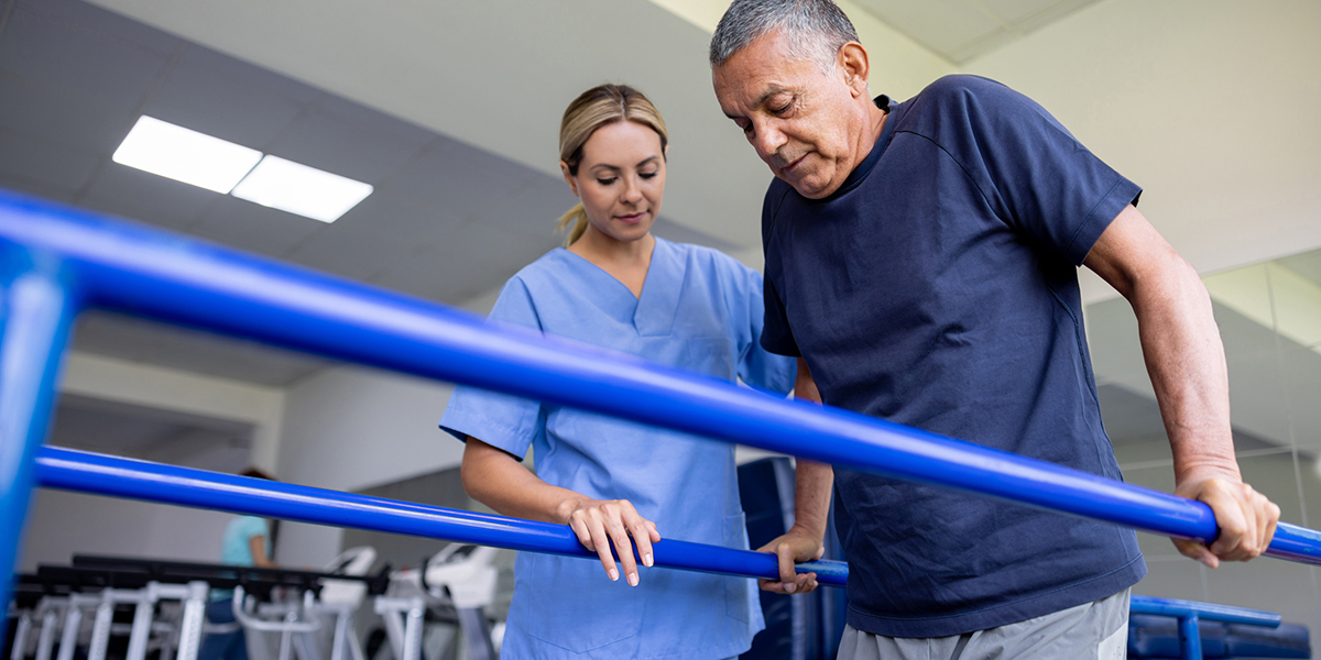 Senior man in rehabilitation therapy